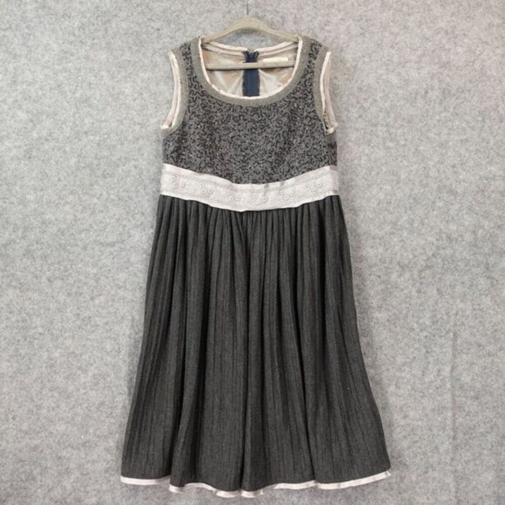 Sequin Silver Flower Girls Dress 10 Gray Italian‎ Holiday Party Plisse MONNALISA